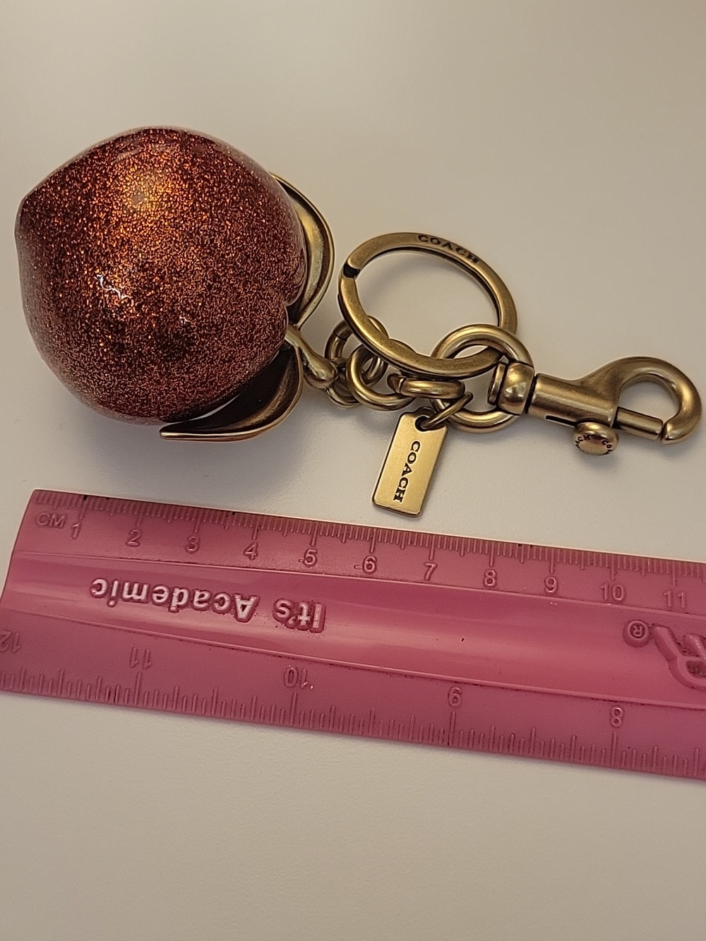 Coach Glitter Peach Pom Keychain - Picture 7 of 7